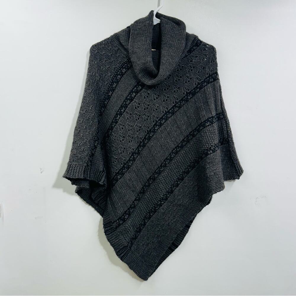 Lineamaglia Sweater Poncho‎ Gray Wool Mohair Blend Cowl Neck Made in Italy OS